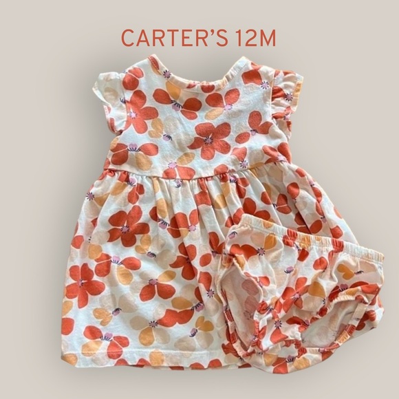 Carter's Other - Carter's Baby Girl size 12 months Orange Floral Dress w/ Matching Bloomers